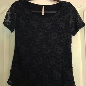 Navy lace top